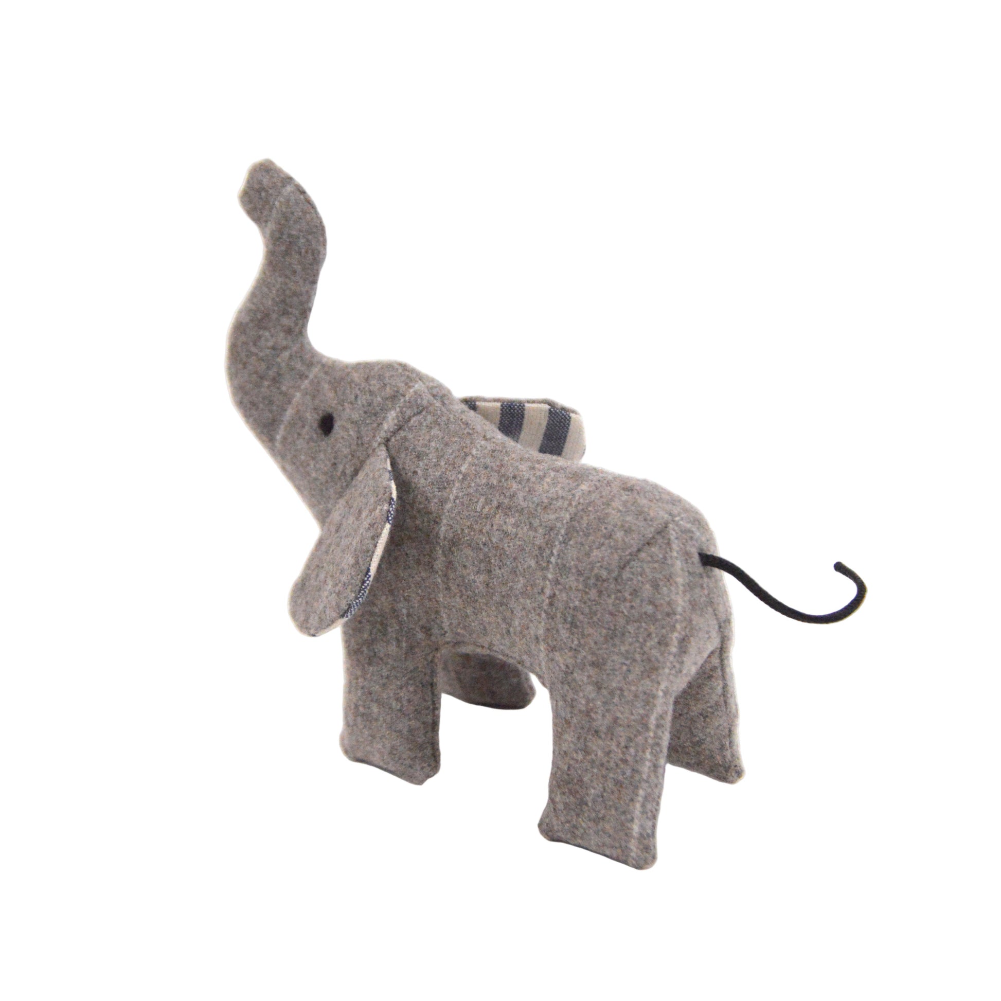Gray elephant-shaped object on a white background